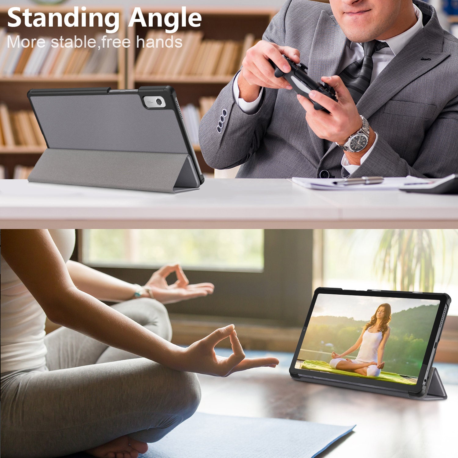 Tri-fold Stand Tablet Case for Lenovo Tab M9 TB-310FU Auto Wake Sleep PU Leather Tablet Cover Tri-fold Stand Tablet Case for Lenovo Tab M9 TB-310FU Auto Wake Sleep PU Leather Tablet Cover